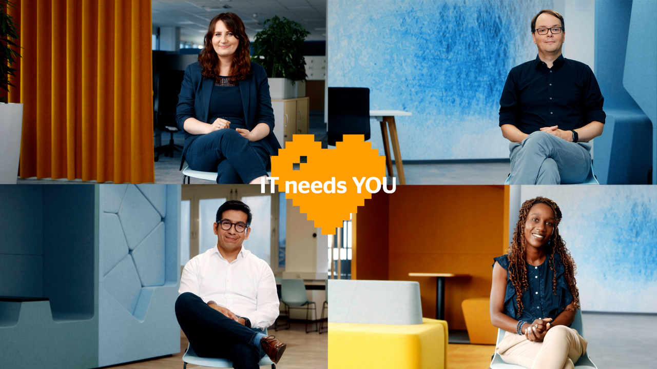 Shooted for the IT Needs You Campaign by HR Communications GER, Nov 2022 

Attention: Requests for further use must me made to protagonists and approved by them! 
In addition, notice must go to the protagonist before publications in order to enable a contradiction!