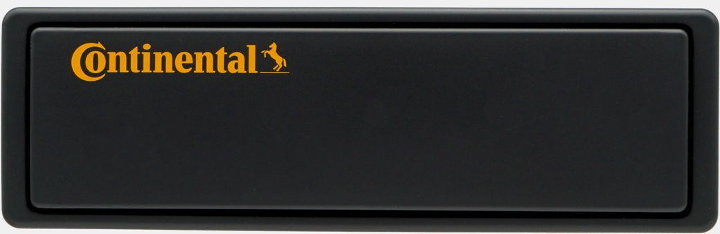  A black rectangular box device with the "Continental" logo in the top left corner. The logo consists of the word "Continental" in yellow text, accompanied by a horse silhouette to the right of the text. The rest of the device is plain and unmarked.