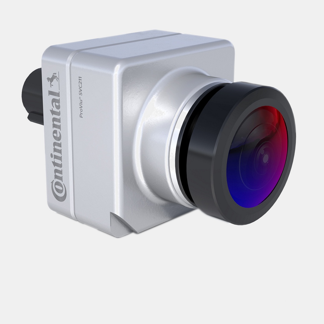  A silver-colored, compact camera with a prominent, wide-angle lens featuring a gradient tint of red and blue. The camera has the brand name "Continental" printed on the side. It appears designed for specialized or industrial use.