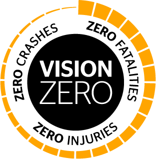 Vision Zero Logo: Zero Crashes, Zero Fatalities, Zero Injuries