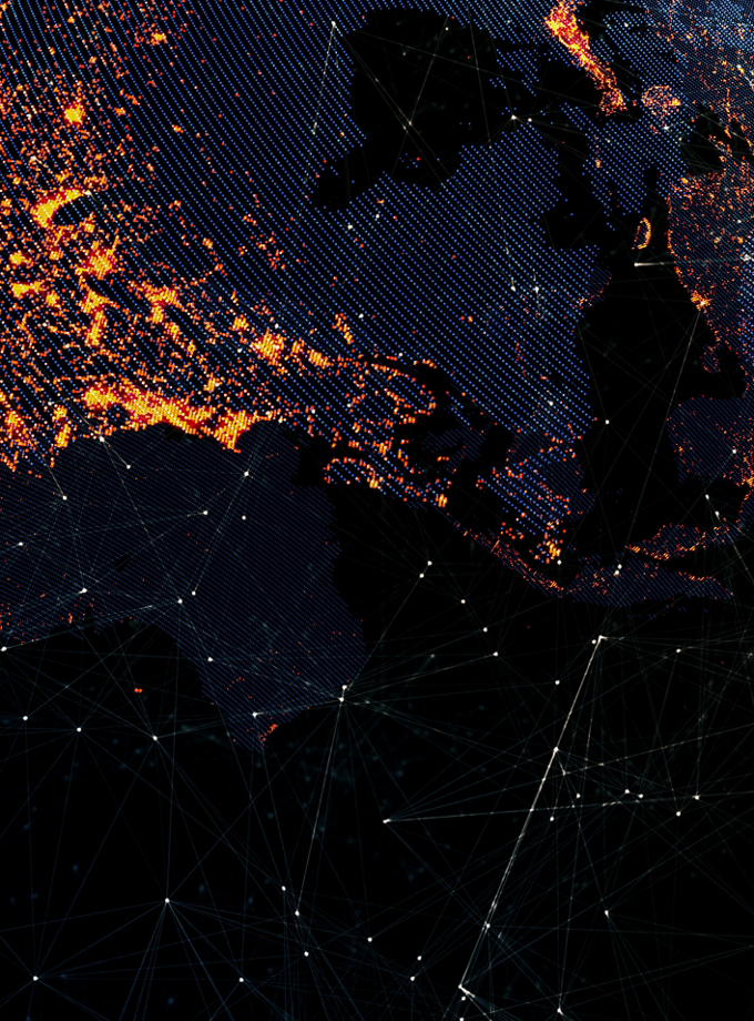 Connection lines Around Earth Globe, Futuristic Technology Theme Background with Light Effect. 3D Rendering