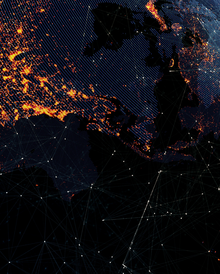 Connection lines Around Earth Globe, Futuristic Technology Theme Background with Light Effect. 3D Rendering